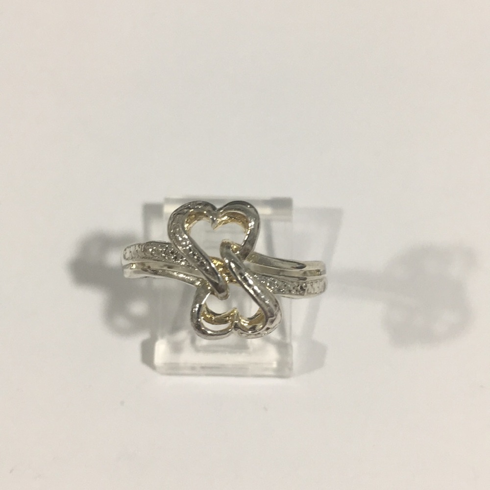 Sterling Silver Women's Double Heart ❤️ Ring